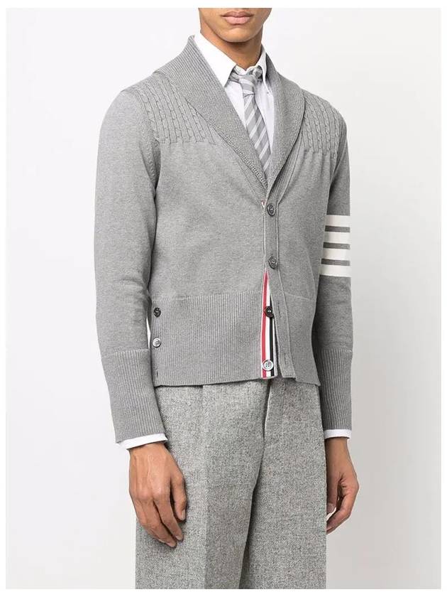 Men's Jersey Stitched Shawl Collar Cardigan Grey - THOM BROWNE - BALAAN 5