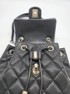 Shiny Grained Calfskin Gold Metal Backpack Black - CHANEL - BALAAN 9