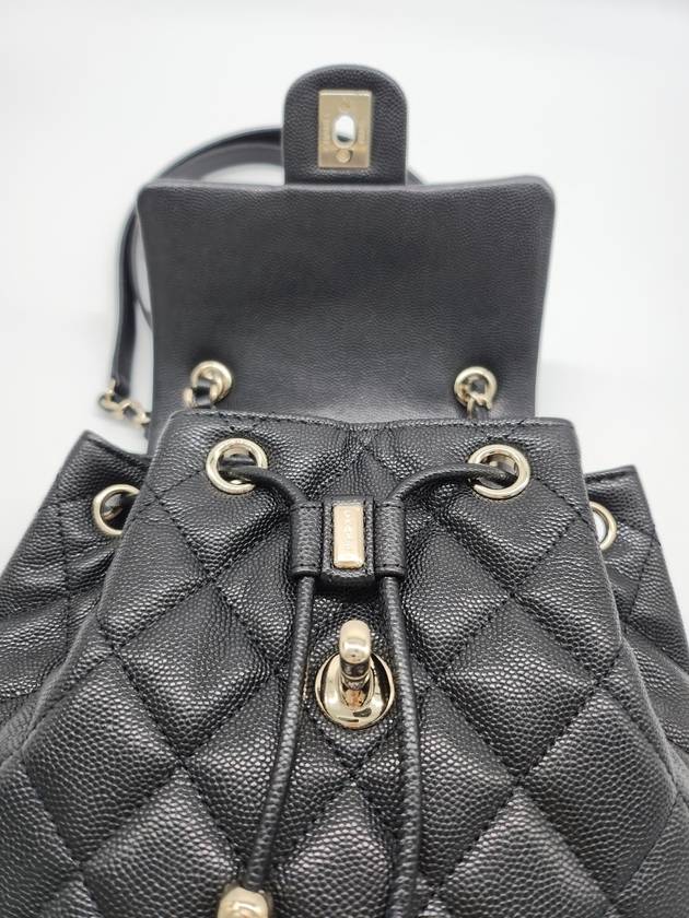 Shiny Grained Calfskin Gold Metal Backpack Black - CHANEL - BALAAN 9