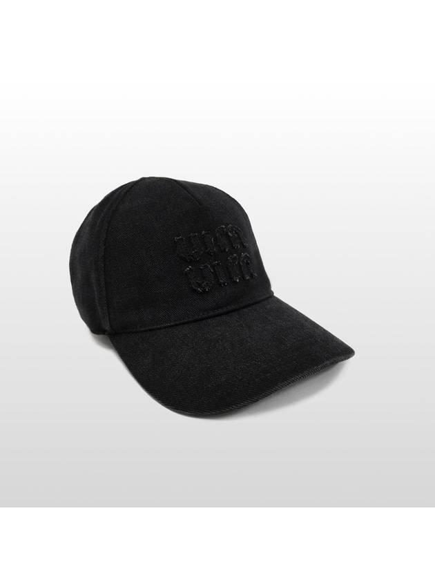 Miu Denim Baseball Cap Black 5HC179 - MIU MIU - BALAAN 3