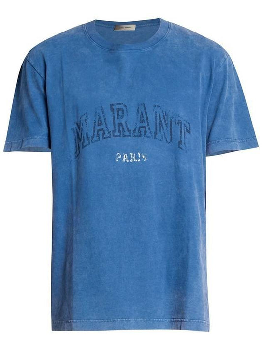 Honore Logo Cotton Short Sleeve T-Shirt Blue - ISABEL MARANT - BALAAN 1