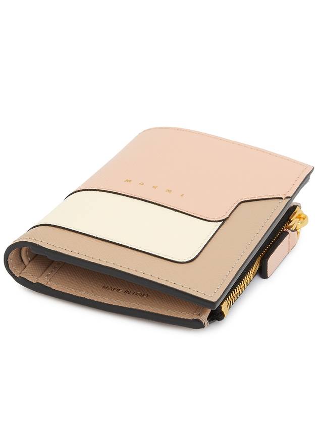 Color Block Leather Half Wallet Pink - MARNI - BALAAN 4