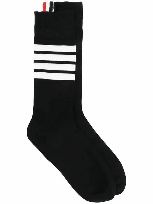 Men's Diagonal Light Weight Midi Socks Black - THOM BROWNE - BALAAN 1