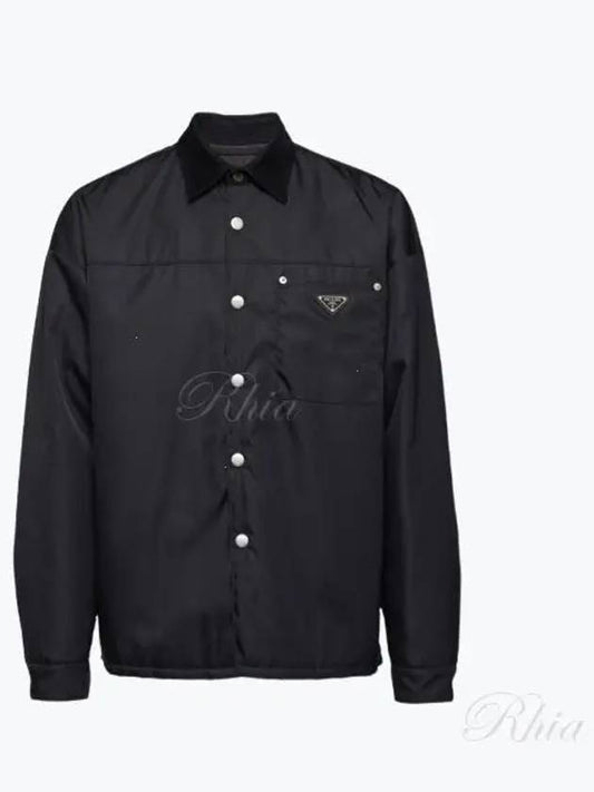 Men's Triangle Logo Re-Nylon Long Sleeve Shirt Black - PRADA - BALAAN 2