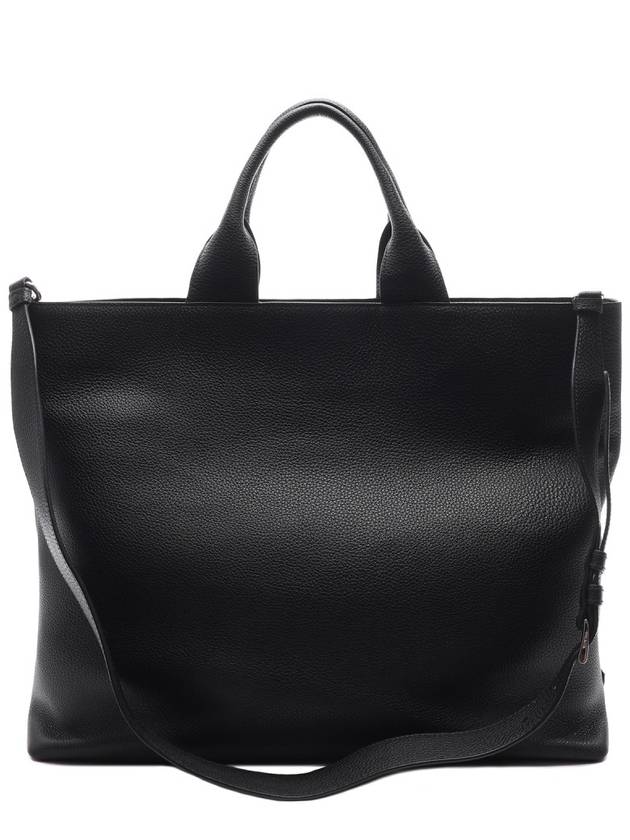 Embossed Logo Leather Tote Bag Black - PRADA - BALAAN 5