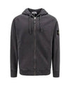 Men's Garment Dyed Malfile Zip Up Hoodie Dove Grey - STONE ISLAND - BALAAN 2