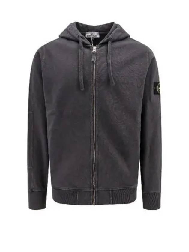 Men's Garment Dyed Malfile Zip Up Hoodie Dove Grey - STONE ISLAND - BALAAN 2