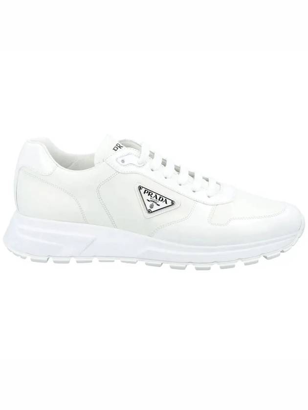 Triangle Logo Leather Low-Top Sneakers White - PRADA - BALAAN 3