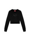 F Slimmy Cutout Logo Crop Sweatshirt Black - DIESEL - BALAAN 2