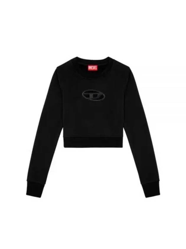 F Slimmy Cutout Logo Crop Sweatshirt Black - DIESEL - BALAAN 2