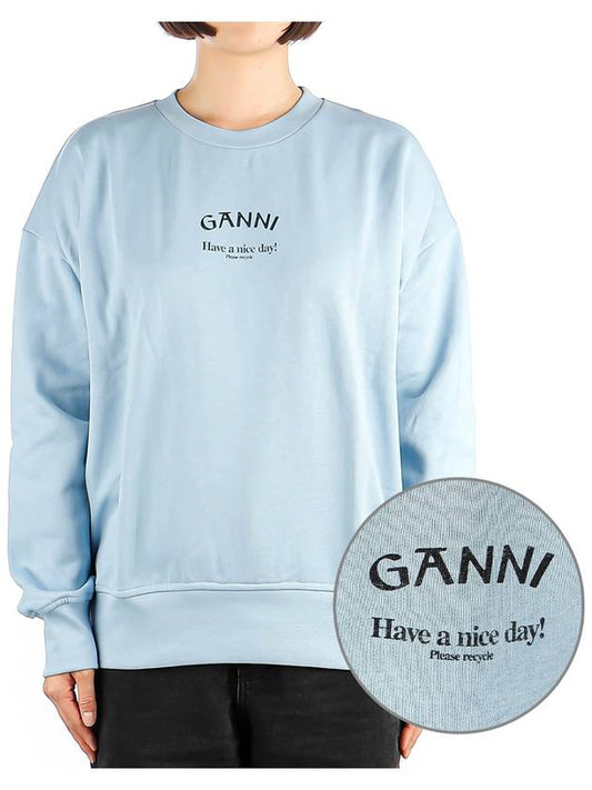 Women's Sweatshirt T3778 PLACID BLUE - GANNI - BALAAN 1