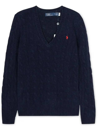 Kimberly Embroidered Logo Pony Cable Knit Top Navy - POLO RALPH LAUREN - BALAAN 2