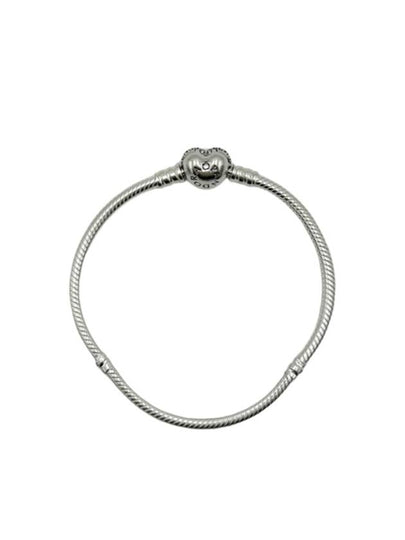 Moments Sparkling Heart Clasp Snake Chain Bracelet Silver - PANDORA - BALAAN 2