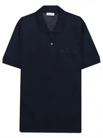 Logo embroidered polo tee collar - ALEXANDER MCQUEEN - BALAAN 1