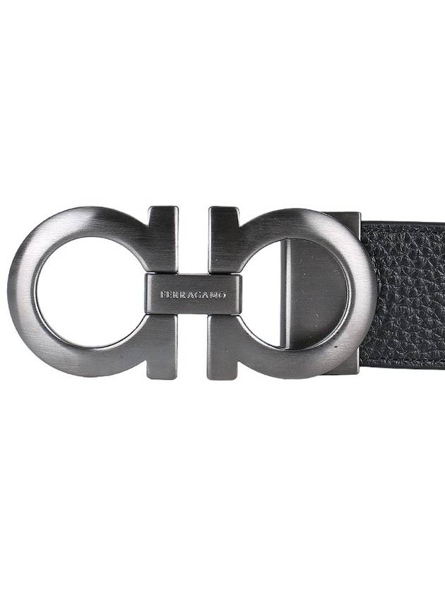 Gancini Reversible Adjustable Leather Belt Midnight Blue - SALVATORE FERRAGAMO - BALAAN 6