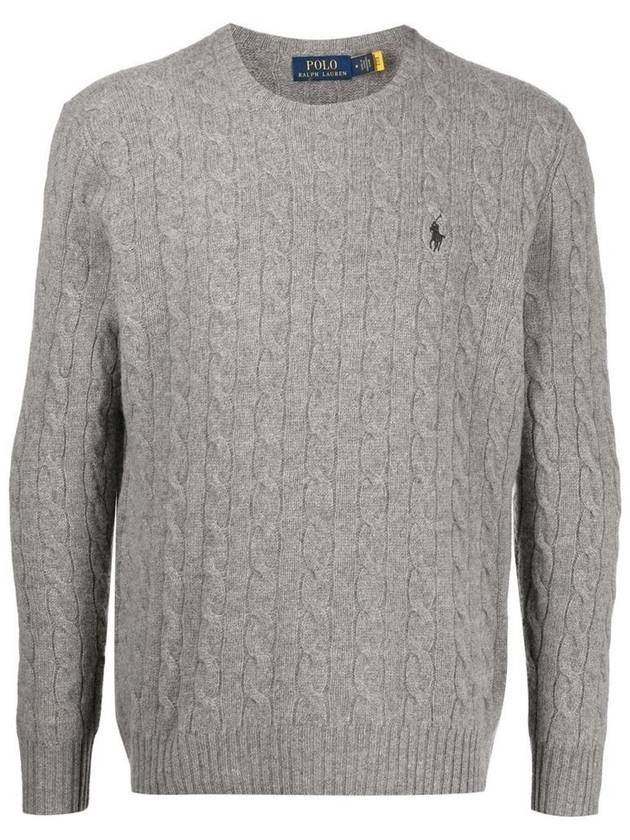 Embroid Logo Cable Knit Top Grey - POLO RALPH LAUREN - BALAAN 2