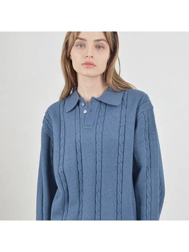 Modal Cable Collar Knit Blue - CHANCE'S NOI - BALAAN 7