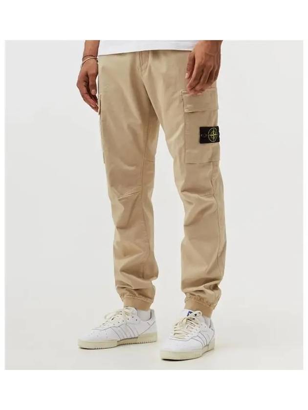 Stretch Cotton Wool Satin Cargo Pants Beige - STONE ISLAND - BALAAN 3