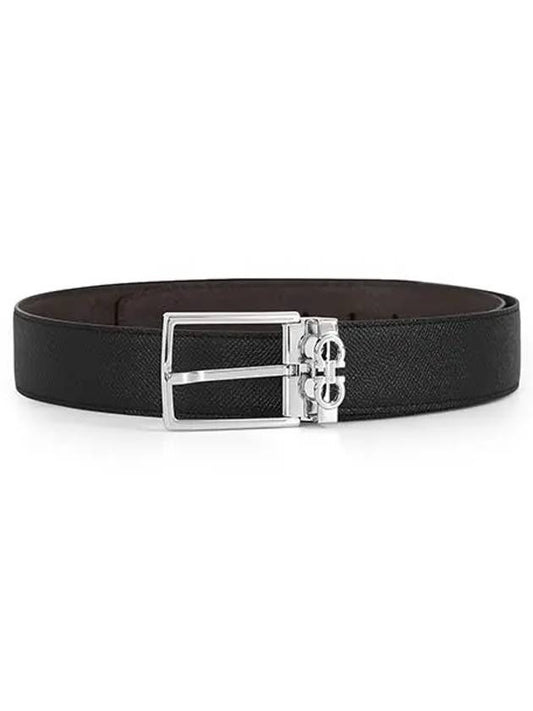 Gancini Reversible Adjustable Leather Belt Dark Brown - SALVATORE FERRAGAMO - BALAAN 2