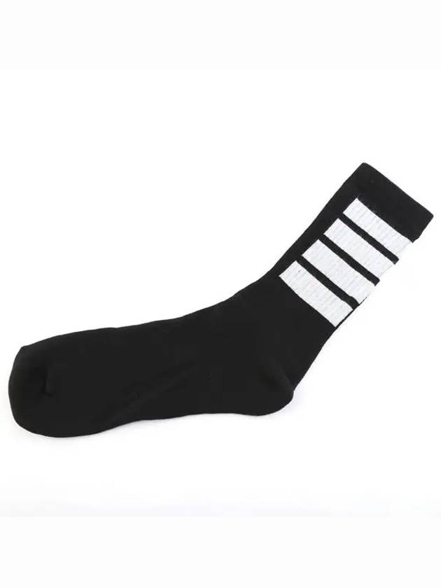 Athletic Terry Stitch 4 Bar Crew Socks Black - THOM BROWNE - BALAAN.