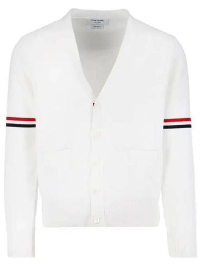 Milano Stitch Sprite Armband Cotton V-neck Cardigan White - THOM BROWNE - BALAAN 2