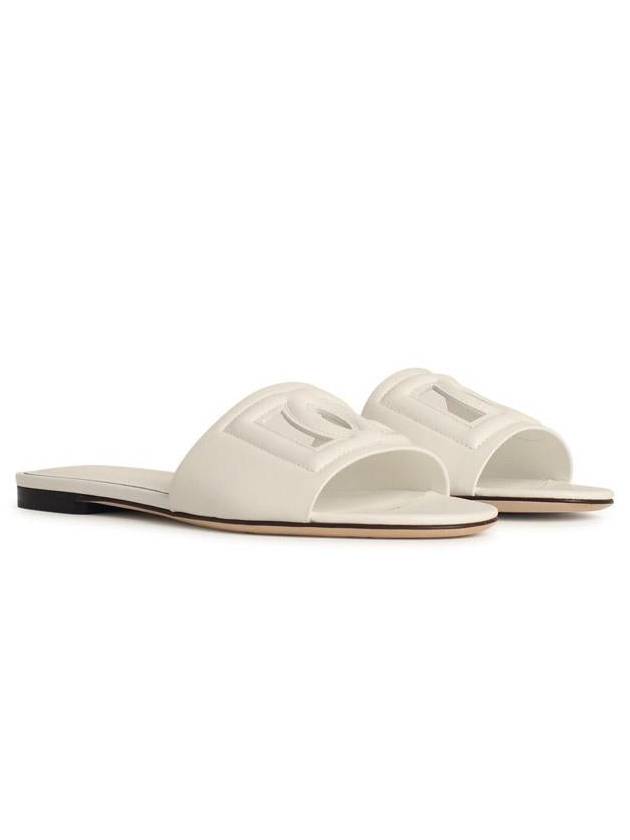 DG Logo Leather Flat Slippers White - DOLCE&GABBANA - BALAAN 3