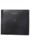 Smooth Leather Classic Logo Half Wallet Black - SAINT LAURENT - BALAAN 2