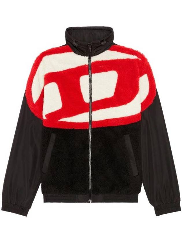 S Ovady Logo Teddy Fleece Track Jacket Black - DIESEL - BALAAN 2