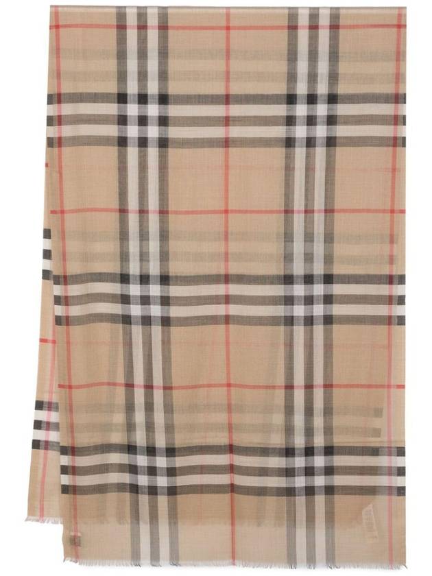 Check Wool Silk Scarf Beige - BURBERRY - BALAAN 1