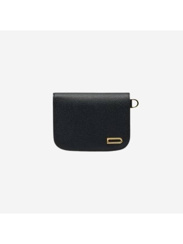 Vagabond Compact Alpina Calf Leather Half Wallet Black - DELVAUX - BALAAN 1