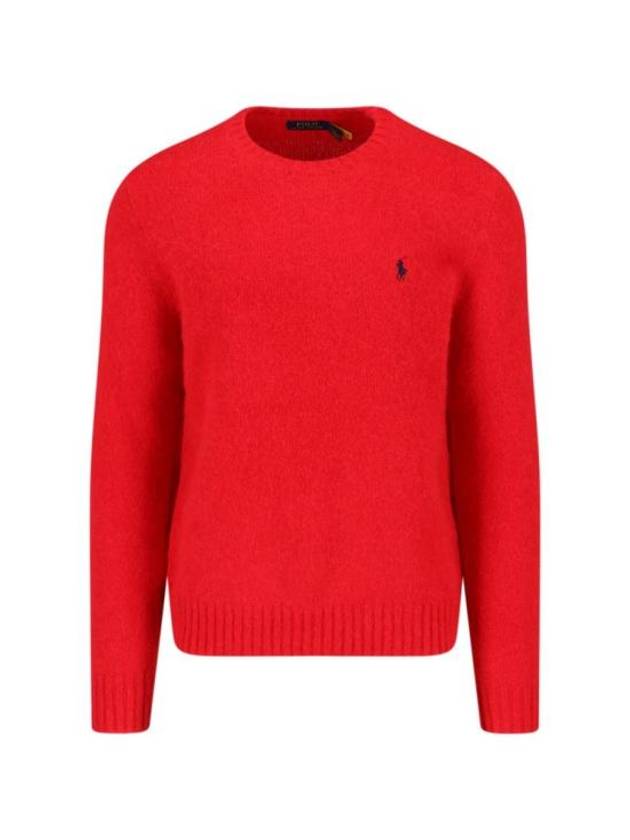 Embroidered Logo Classic Round Alpaca Wool Knit Top Red - POLO RALPH LAUREN - BALAAN 1