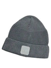 Logo Patch Cotton Ribbed Beanie Grey - CP COMPANY - BALAAN 2