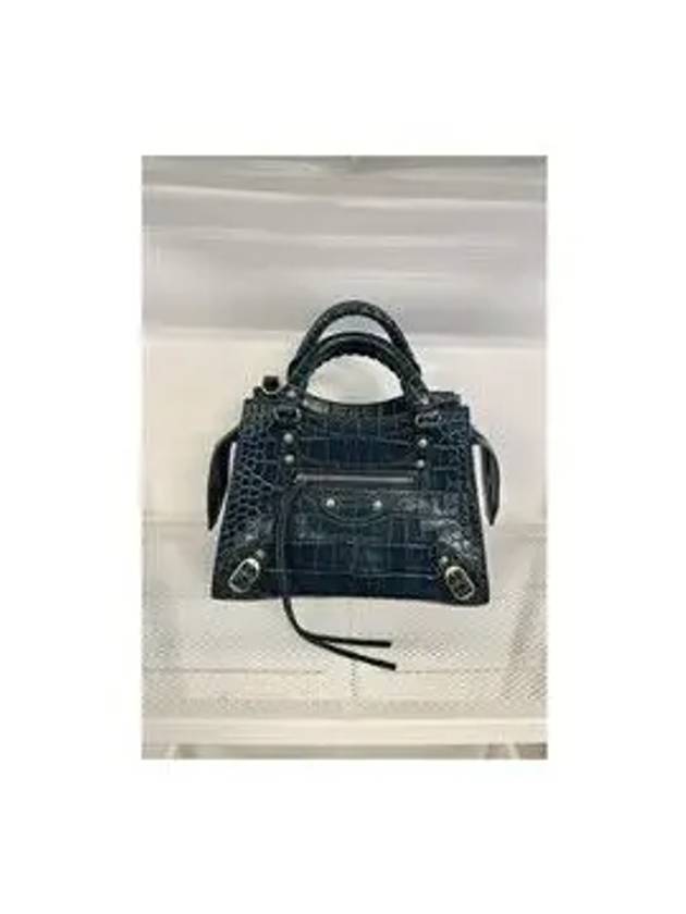 Women s Blue Neo Classic Croc Calf Leather Mini City Bag 679231 2AAAR 6526 - BALENCIAGA - BALAAN 6