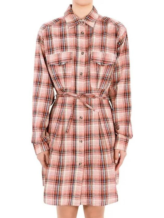 Liliane Check Midi Shirt Dress Orange - ISABEL MARANT - BALAAN 2