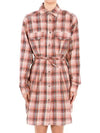 Liliane Check Midi Shirt Dress Orange - ISABEL MARANT - BALAAN 3