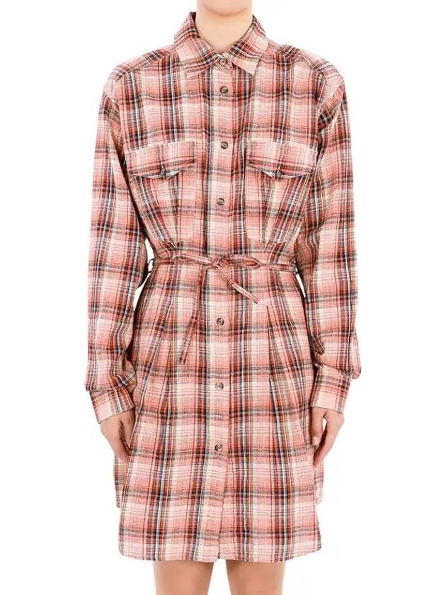 Liliane Check Midi Shirt Dress Orange - ISABEL MARANT - BALAAN 3