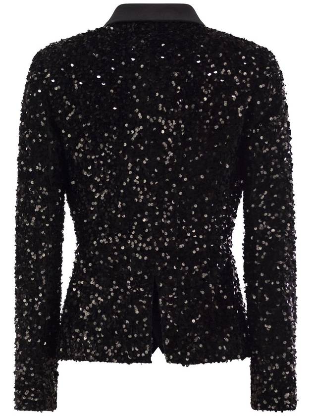 Double-breasted jacket in chenille embroidered with sequins - ELISABETTA FRANCHI - BALAAN 2