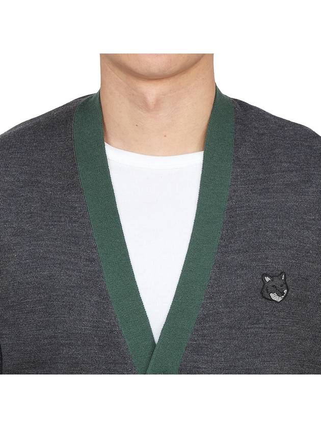 Bold Fox Head Patch Two-Tone Cardigan Grey - MAISON KITSUNE - BALAAN 6