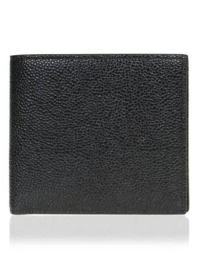 Pebble Grain Leather Half Wallet Black - THOM BROWNE - BALAAN 2