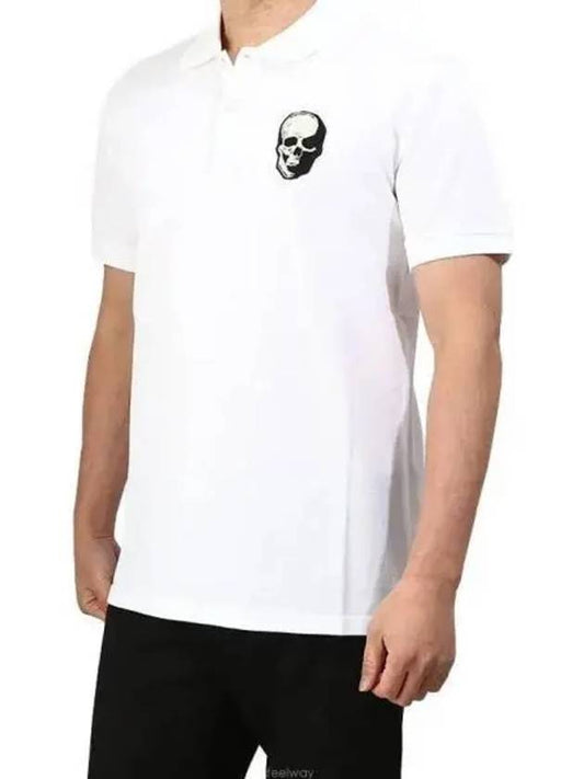 Men's Skull Patch Short Sleeve Polo Shirt White - ALEXANDER MCQUEEN - BALAAN 2