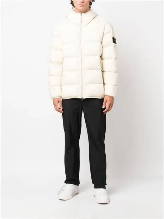 Seamless Logo Nylon Hooded Down Jacket Plaster - STONE ISLAND - BALAAN 4