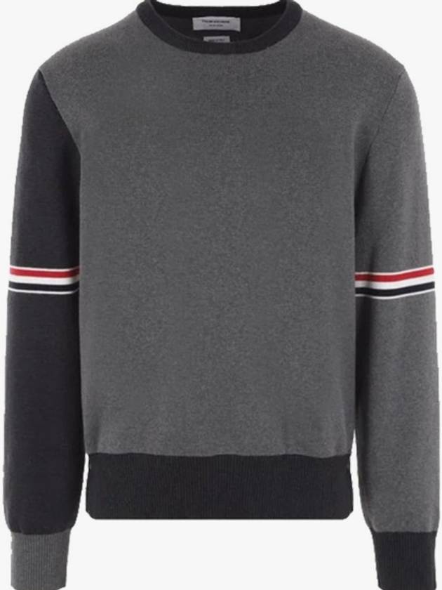 RWB Striped Crew Neck Knit Top Grey - THOM BROWNE - BALAAN 2