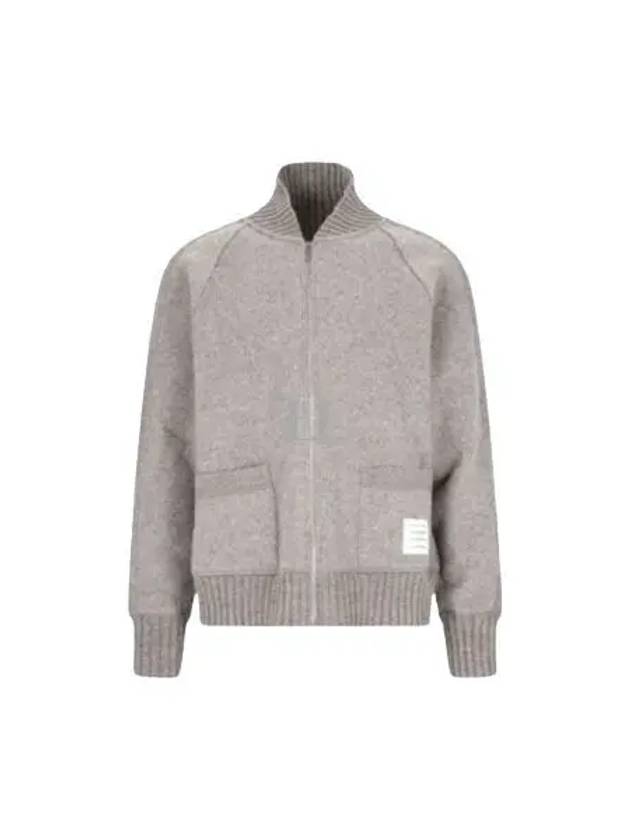 Alpaca Wool Zipper Bomber Jacket Grey - THOM BROWNE - BALAAN 2