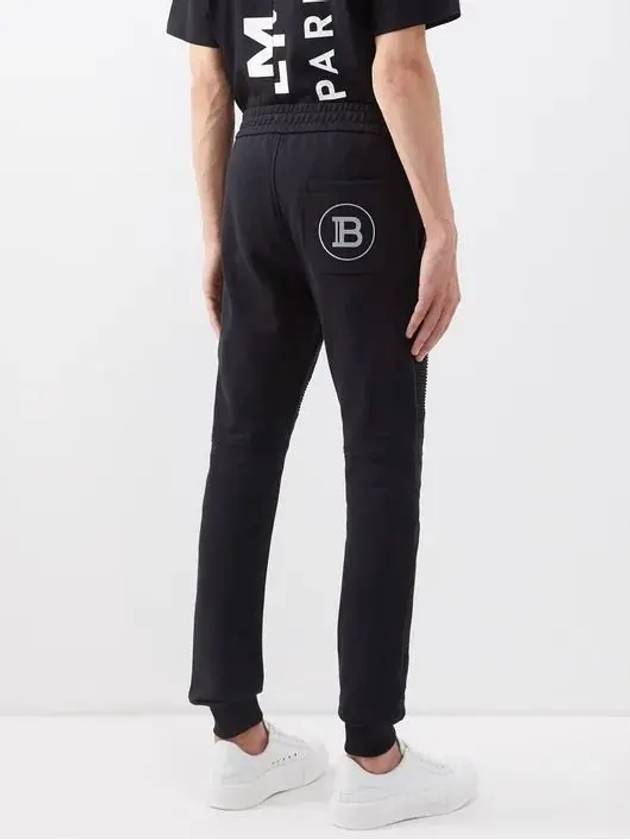 Logoprint organic cottonjersey drawstring track pants - BALMAIN - BALAAN 5