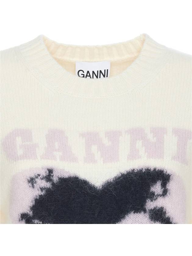 Heart Intarsia Knit Top Egret - GANNI - BALAAN 3