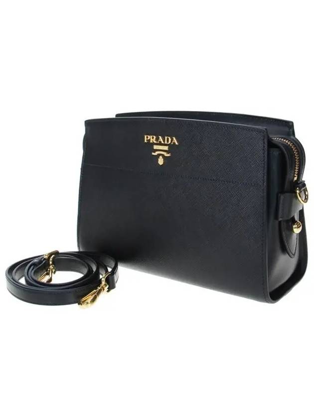 Saffiano Soft Leather Square Cross Bag Black - PRADA - BALAAN 3