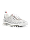 Quilted Nylon Clear Sole Tech Runner Low Top Sneakers White Grey - THOM BROWNE - BALAAN 4