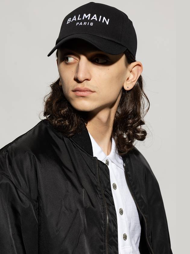 Embroidered Logo Cotton Ball Cap Black - BALMAIN - BALAAN 3