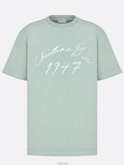 Handwriting Logo Short Sleeve T-Shirt Blue - DIOR - BALAAN 2