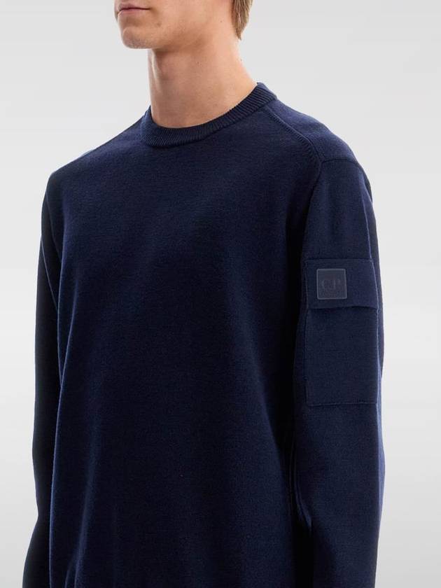 Merino Wool Crew Neck Knit Top Navy - CP COMPANY - BALAAN 7